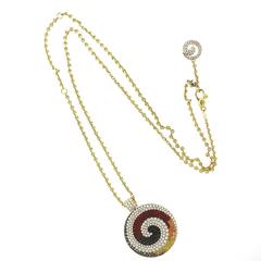 Valente Multi Color Sapphire Diamond Gold Swirl Pendant Necklace