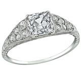 1.30 Carat GIA Certified Square Brilliant Cut Diamond Platinum Engagement Ring