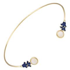 Sabine Getty Blue Enamel Moonstone Diamond Gold Foglia Blu Necklace 