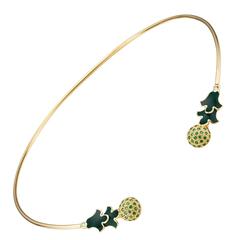 Sabine Getty Tsavorite Green Enamel Diamond Gold Foglia Verde Necklace 