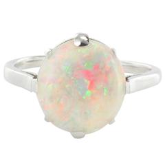 French Art Deco Opal Platinum Ring Vintage French Art Deco Opal Platinum Ring