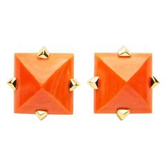 Opulent Coral Gold Earrings