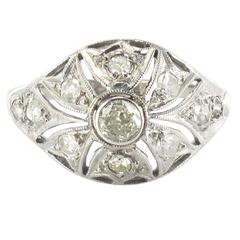 French Art Deco Diamond Platinum Ring