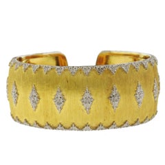 Impressive Buccellati Two Color Gold Wide Cuff Bracelet
