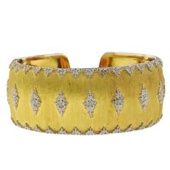 Impressive Buccellati Two Color Gold Wide Cuff Bracelet 7