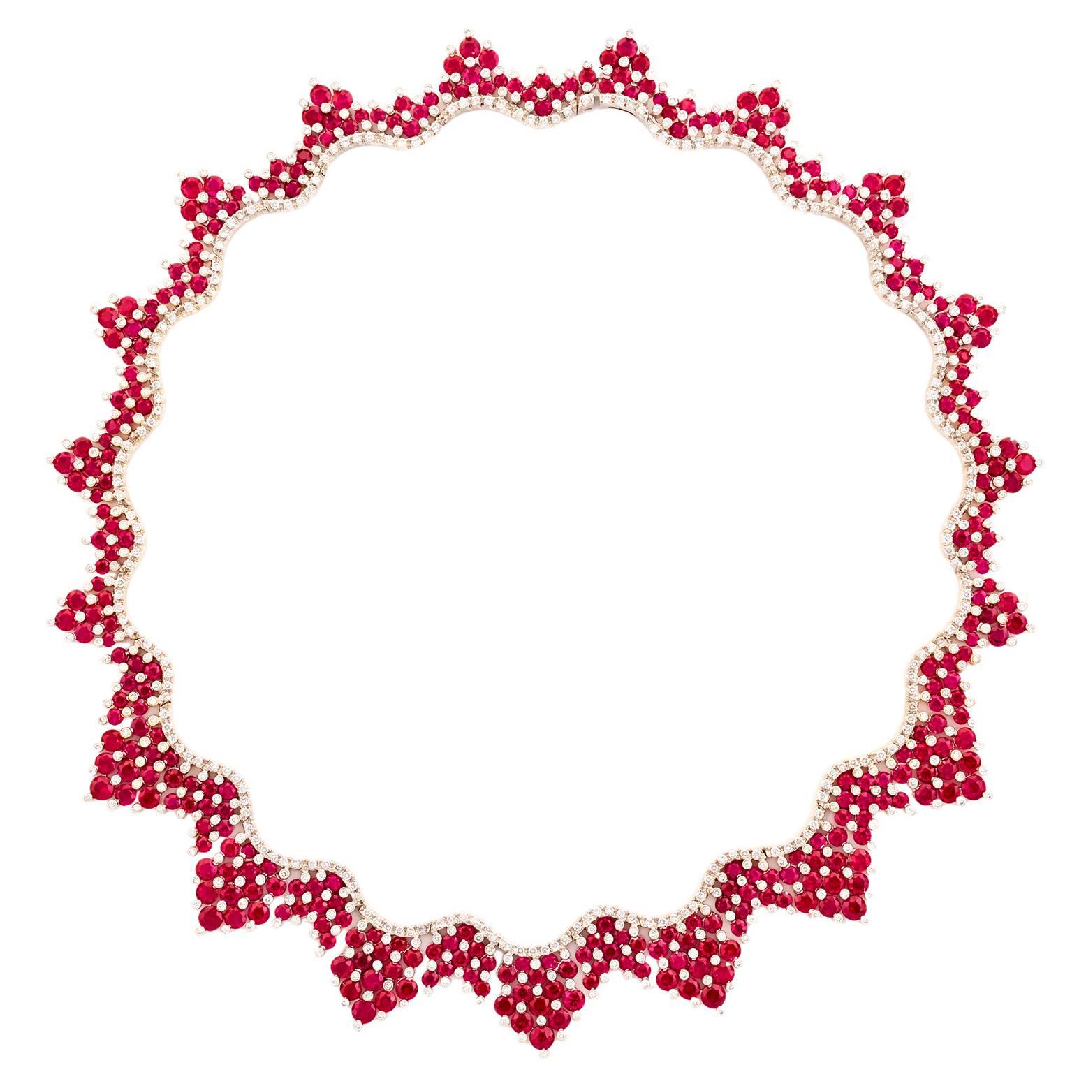 Favero Ruby Diamond Gold Collar Necklace