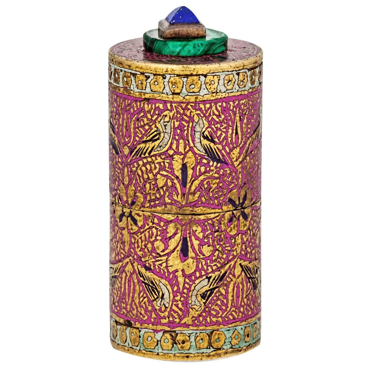 1920s Cartier Art Deco Cloisonne Enamel Malachite Lapis Lighter