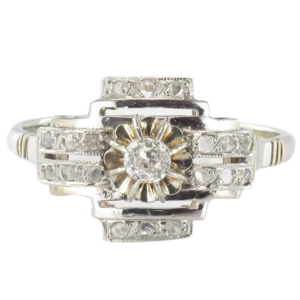 Art Deco Diamond Gold Platinum Ring