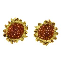 Angela Cummings Rare Large Gold Sunflower Earrings 9