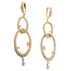 Diamond Gold Double Oval Drop Earrings 9
