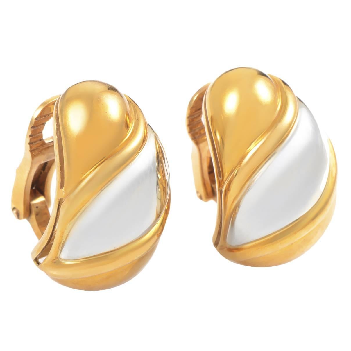 Bulgari Two Color Gold Clip-On Earrings