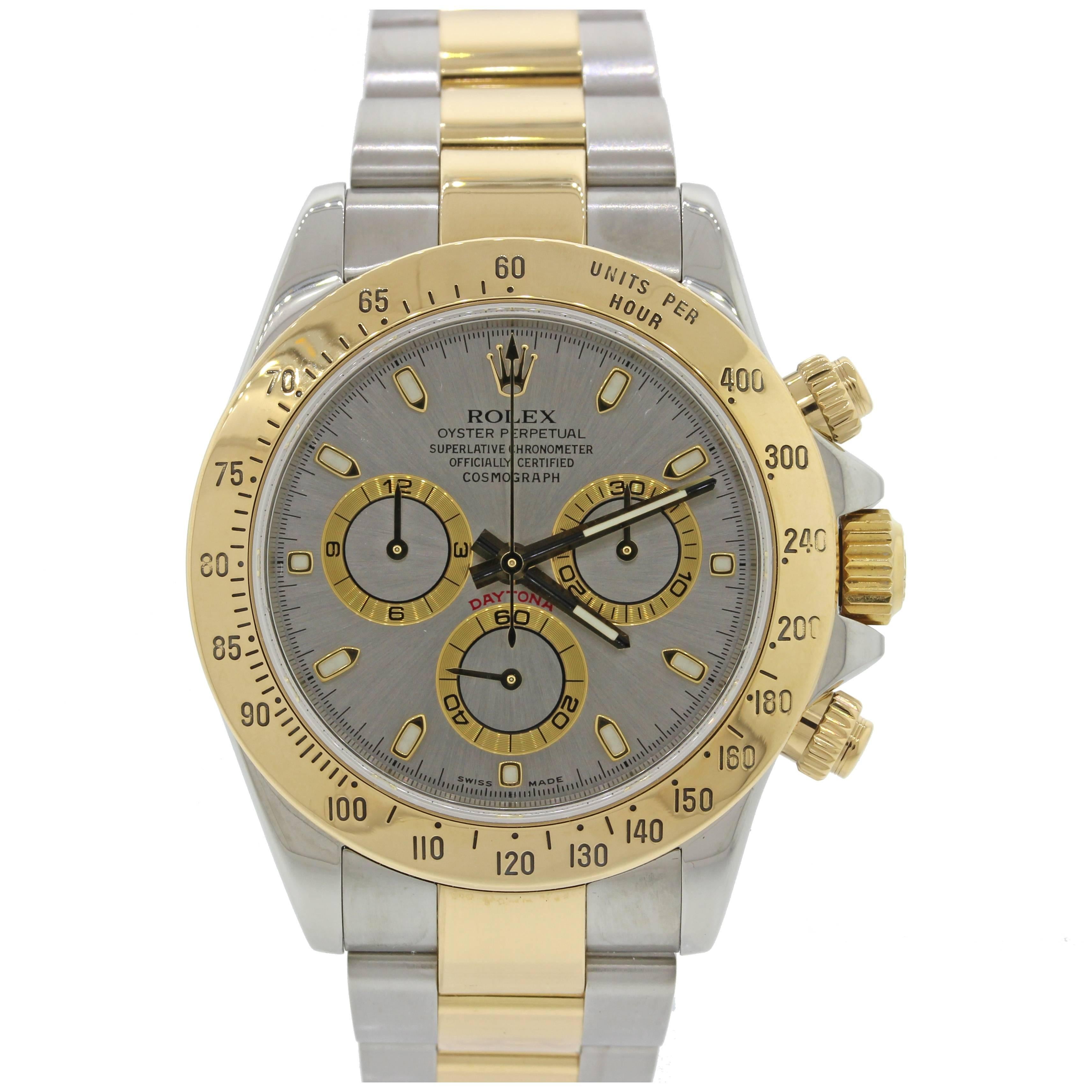 Rolex Daytona Cosmograph 116523 Silver Steel Gold Two Tone Watch Box Papers