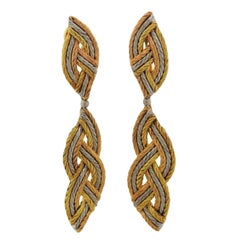 Buccellati Tricolor Gold Long Night and Day Earrings