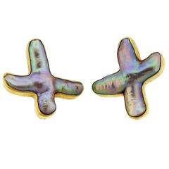 Christopher Walling Large Biwa Pearl Gold Earrings 10