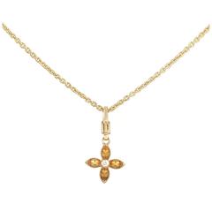 Louis Vuitton Citrine Blossom Diamond Gold Pendant Necklace
