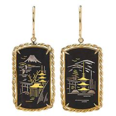 Russell Trusso Demascene Shakudo Earrings