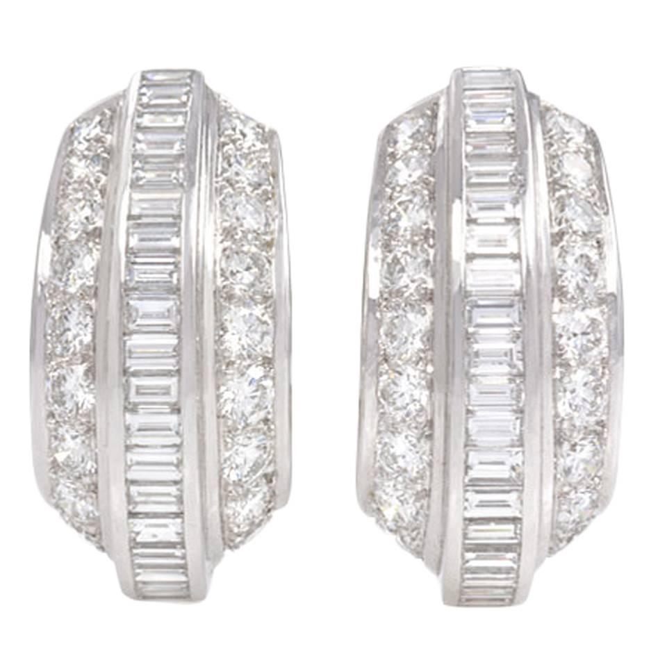 1970s Cartier Paris Diamond Gold Clip Earrings