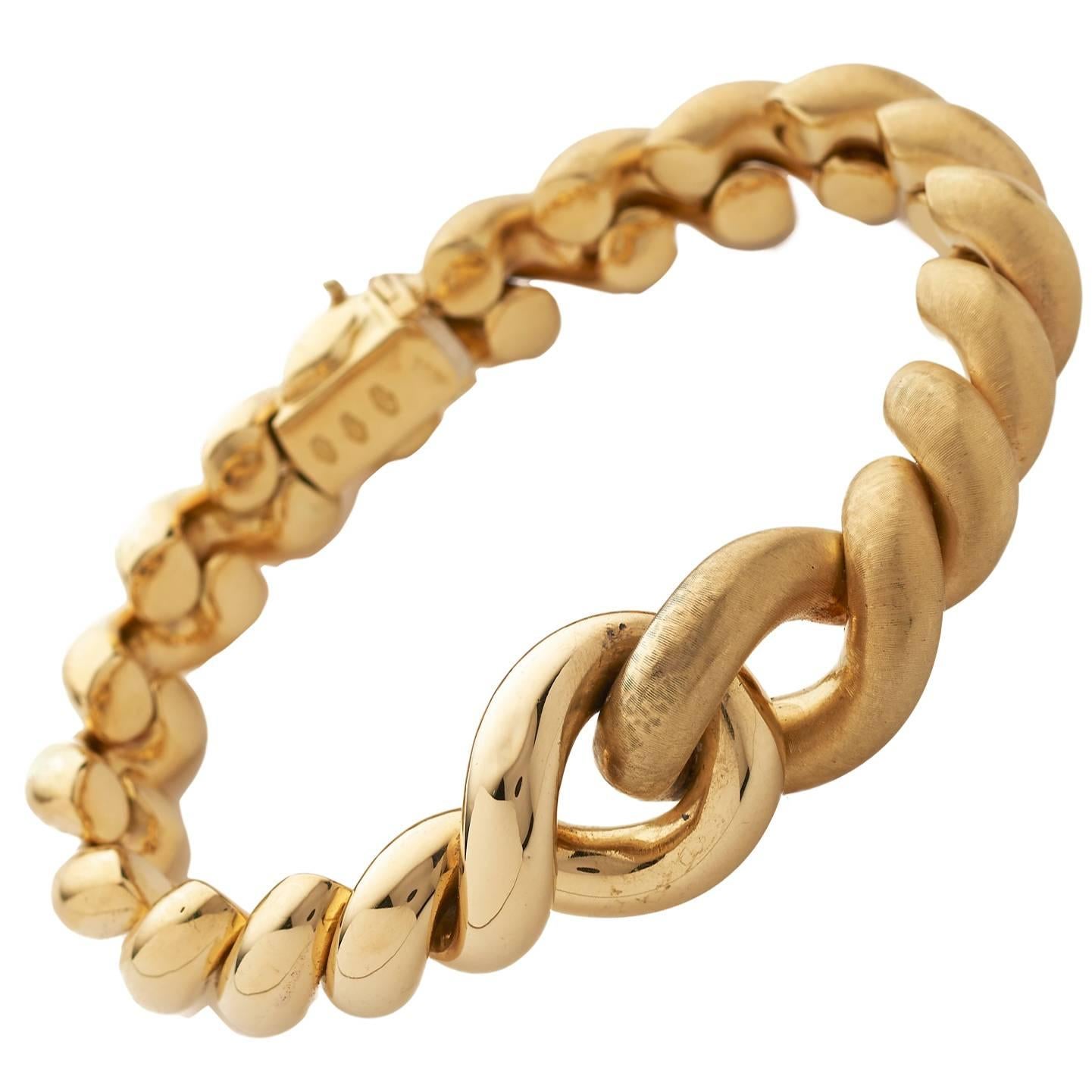 Florentine Finish Gold Link Bracelet For Sale