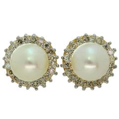 Pearl Diamond Gold Stud Earrings 11