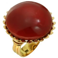 1950s Natural Oxblood Coral Gold Ring