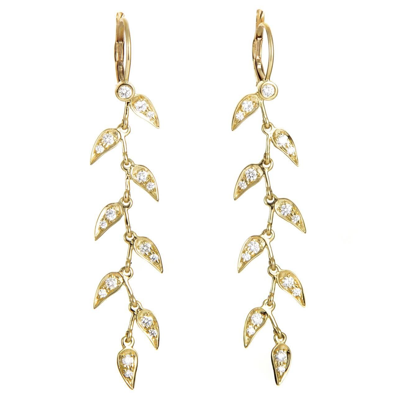 Penny Preville Diamond Gold Branch Dangle Earrings