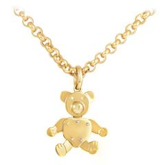 Vintage Pomellato Gold Teddy Bear Pendant Necklace