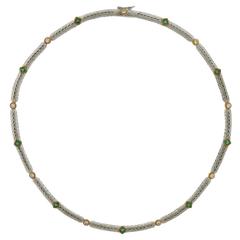 Buccellati Oro Emerald Diamond Gold Necklace 4