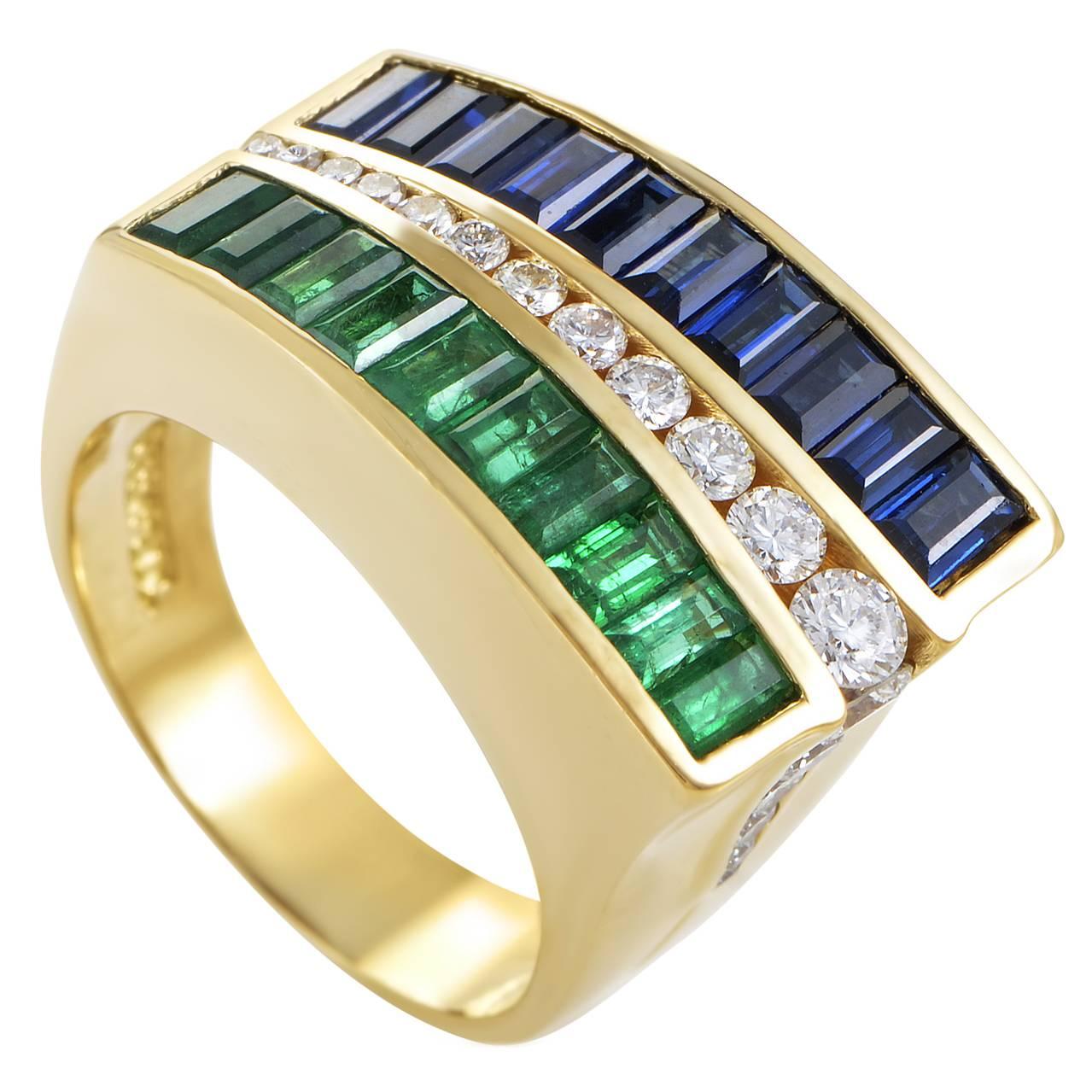 Charles Krypell Precious Gemstone Gold Ring