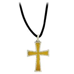 Buccellati Gold Cross Pendant Cord Necklace