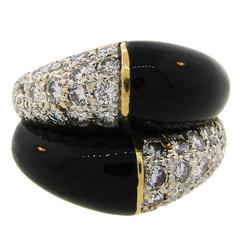 1980s Van Cleef & Arpels Black Onyx Diamond Gold Ring