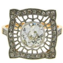 1960s Edwardian Revival Diamond Platinum Gold Ring