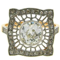 1960s Edwardian Revival Diamond Platinum Gold Ring 6