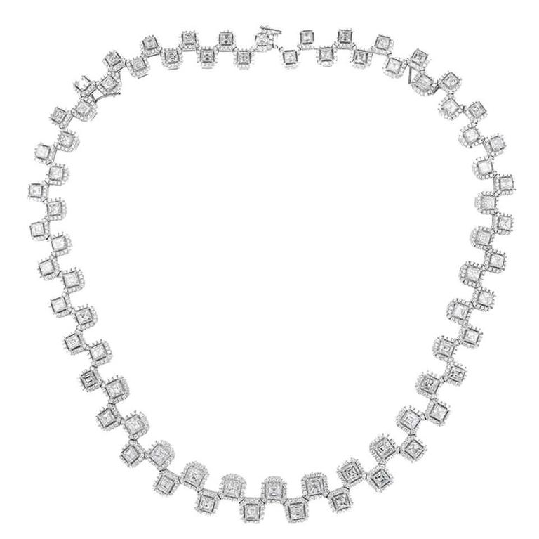 20.62 Carat Asscher Cut Diamond Necklace For Sale at 1stDibs