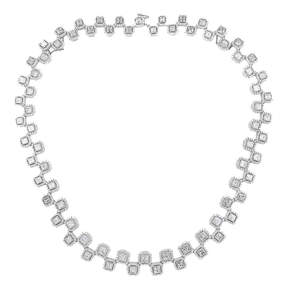 20.62 Carat Asscher Cut Diamond Necklace  For Sale