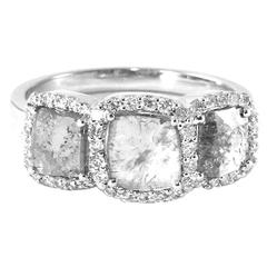 Slice Diamond Three Stone Ring in Gold