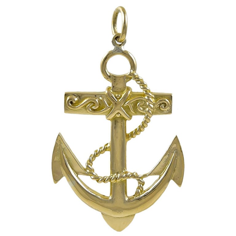 Large Gold Anchor Charm Pendant at 1stDibs large gold anchor pendant