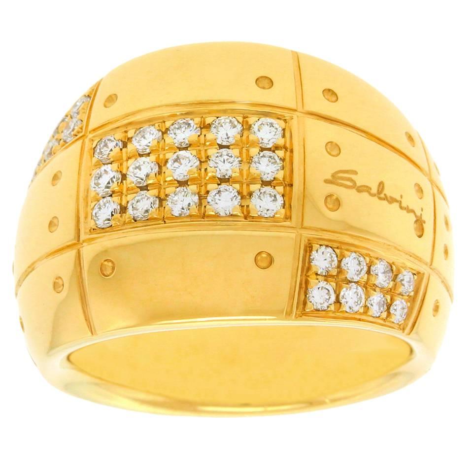 Salvini Diamond Set Modernist Gold Ring