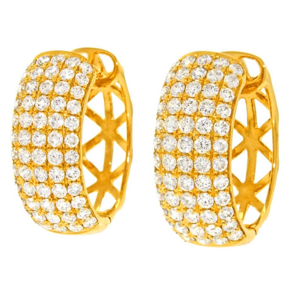 Diamond Pave Gold Hoop Earrings