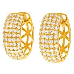 Diamond Pave Gold Hoop Earrings