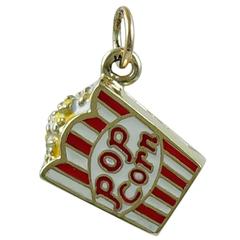 Popcorn Enamel and Gold Charm
