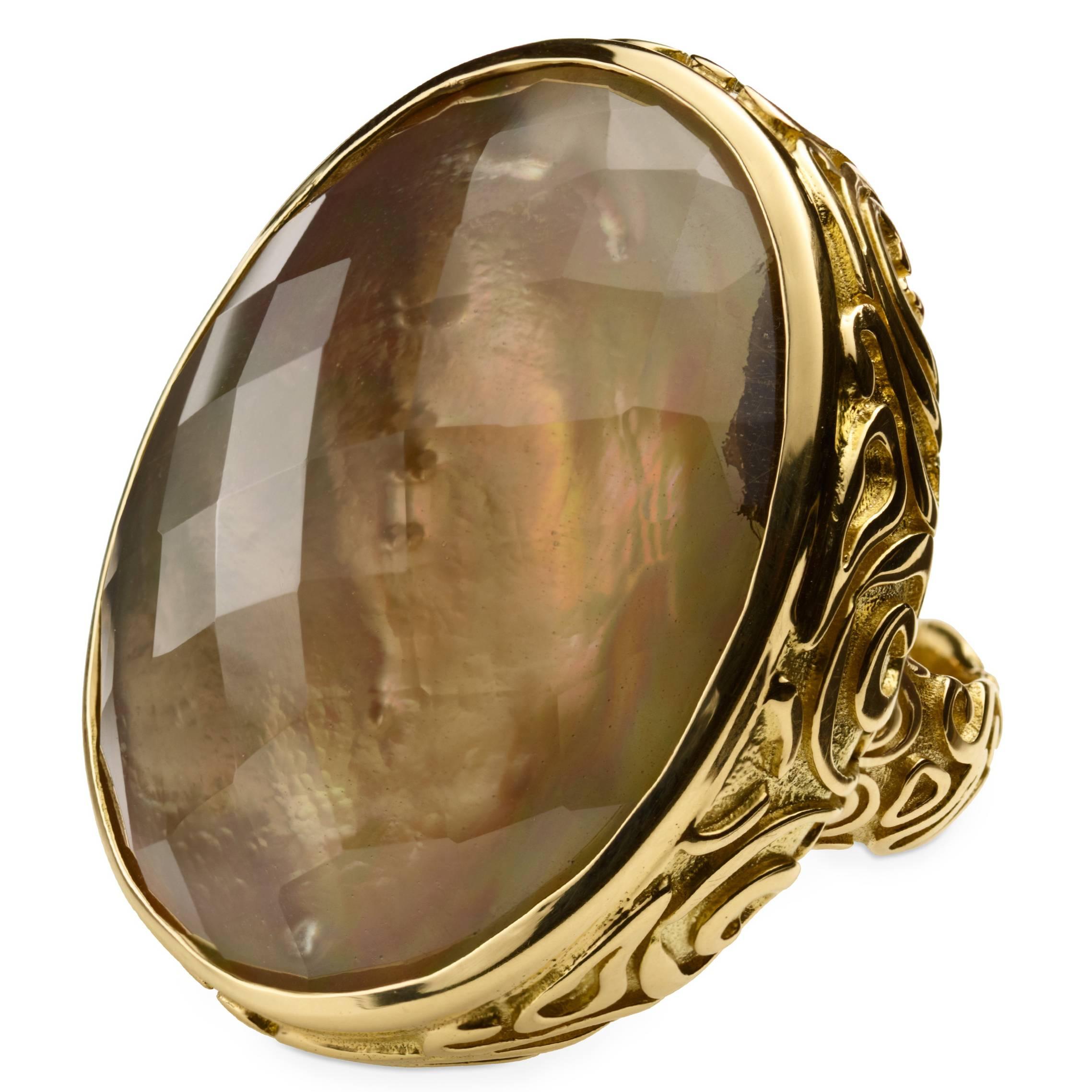 Smoky Quartz Gold Morocco Ring For Sale