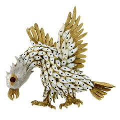 Ruby Gold Eagle Brooch Pin