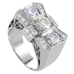 Vintage Diamond Platinum Bow Ring