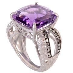 17.89 Carat Amethyst Diamond Gold Ring 2