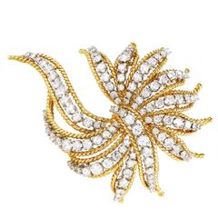 Large Diamond Gold Brooch