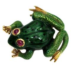 Italian Enameled Frog Brooch