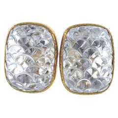 David Webb Amazing Rock Crystal Gold Earrings