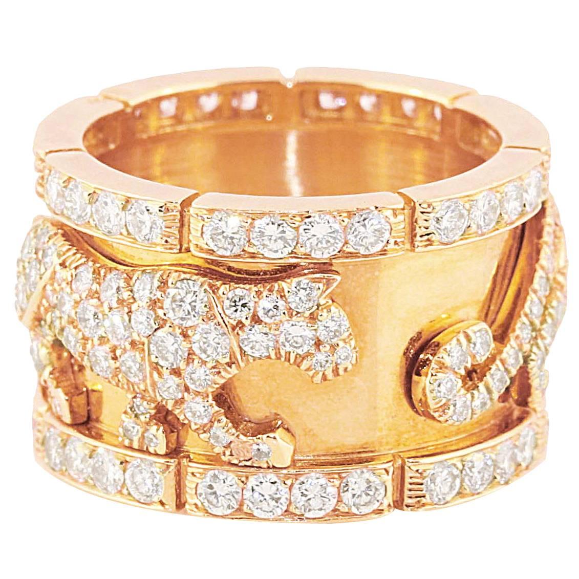 Cartier Panthere Collection Diamond Gold Walking Panther Ring
