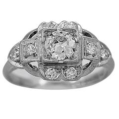 Art Deco .38 Carat Diamond Platinum Engagement Fashion Ring
