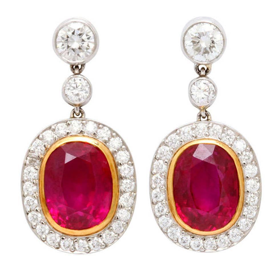 Ruby Diamond Gold Earrings